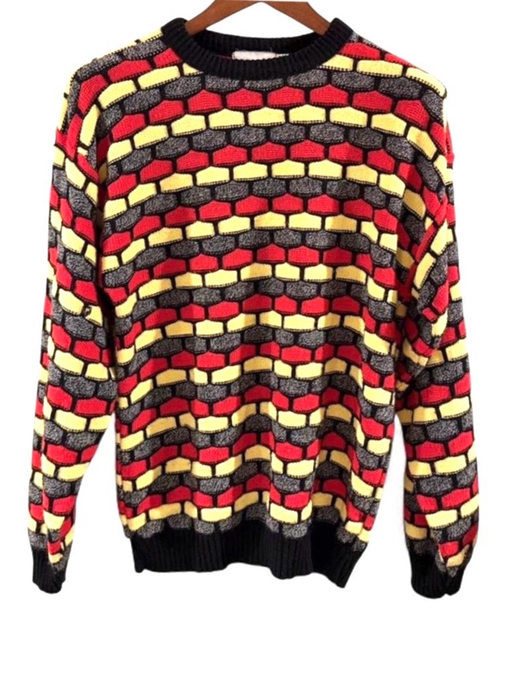 VTG Jordache Colorful Patterned Acrylic Crewneck Sweater Size Men’s Large